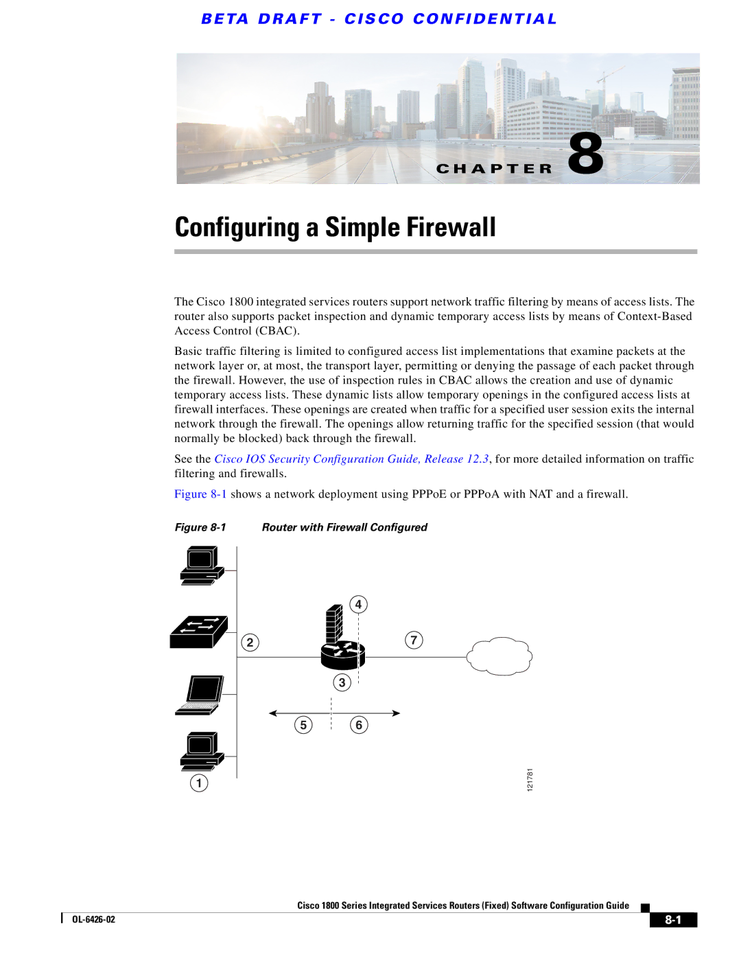 Cisco Systems OL-6426-02 manual Configuring a Simple Firewall, Router with Firewall Configured 