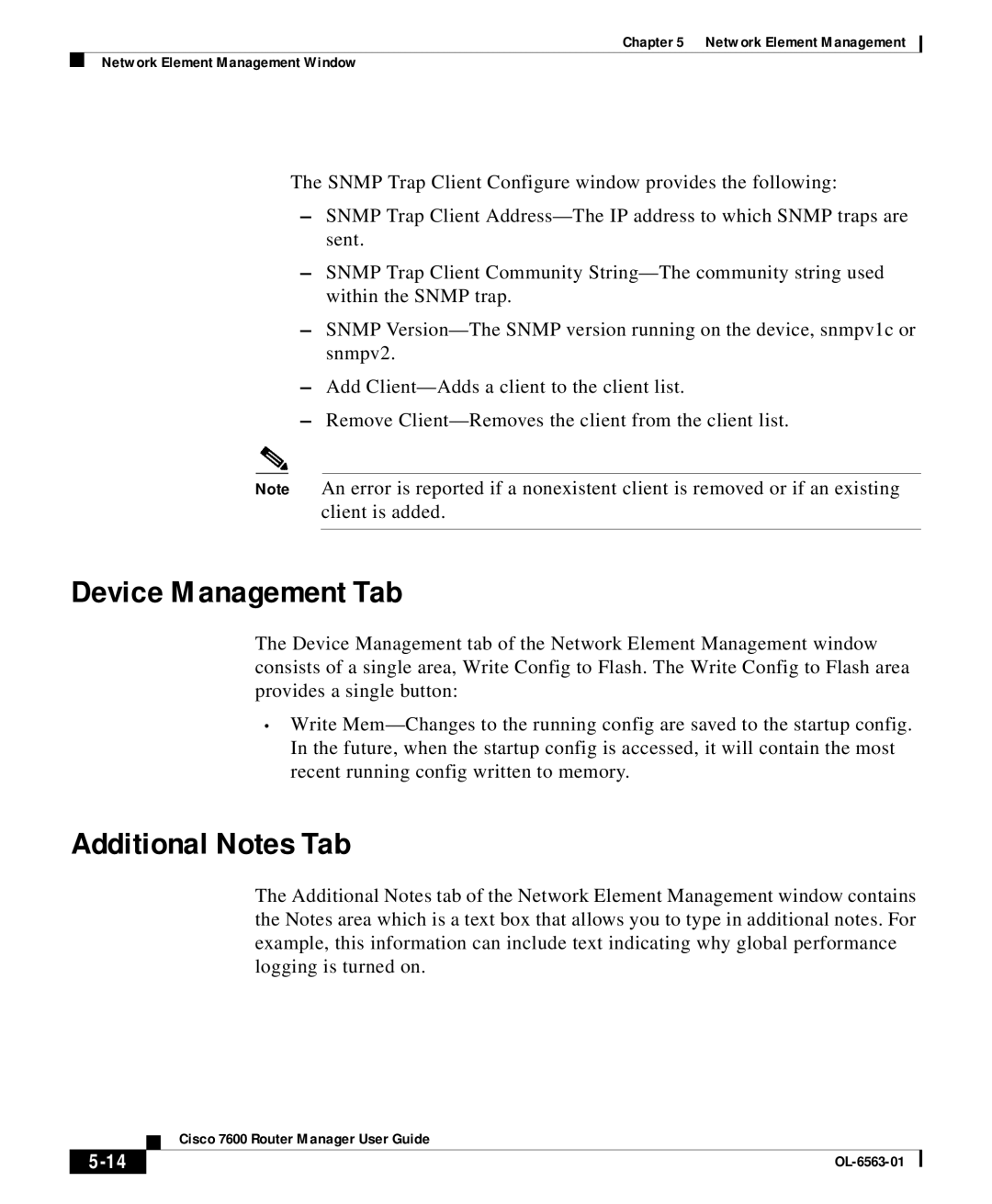 Cisco Systems OL-6563-01 manual Device Management Tab, Additional Notes Tab 