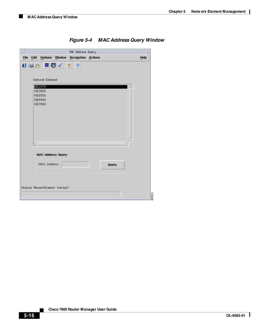 Cisco Systems OL-6563-01 manual MAC Address Query Window 