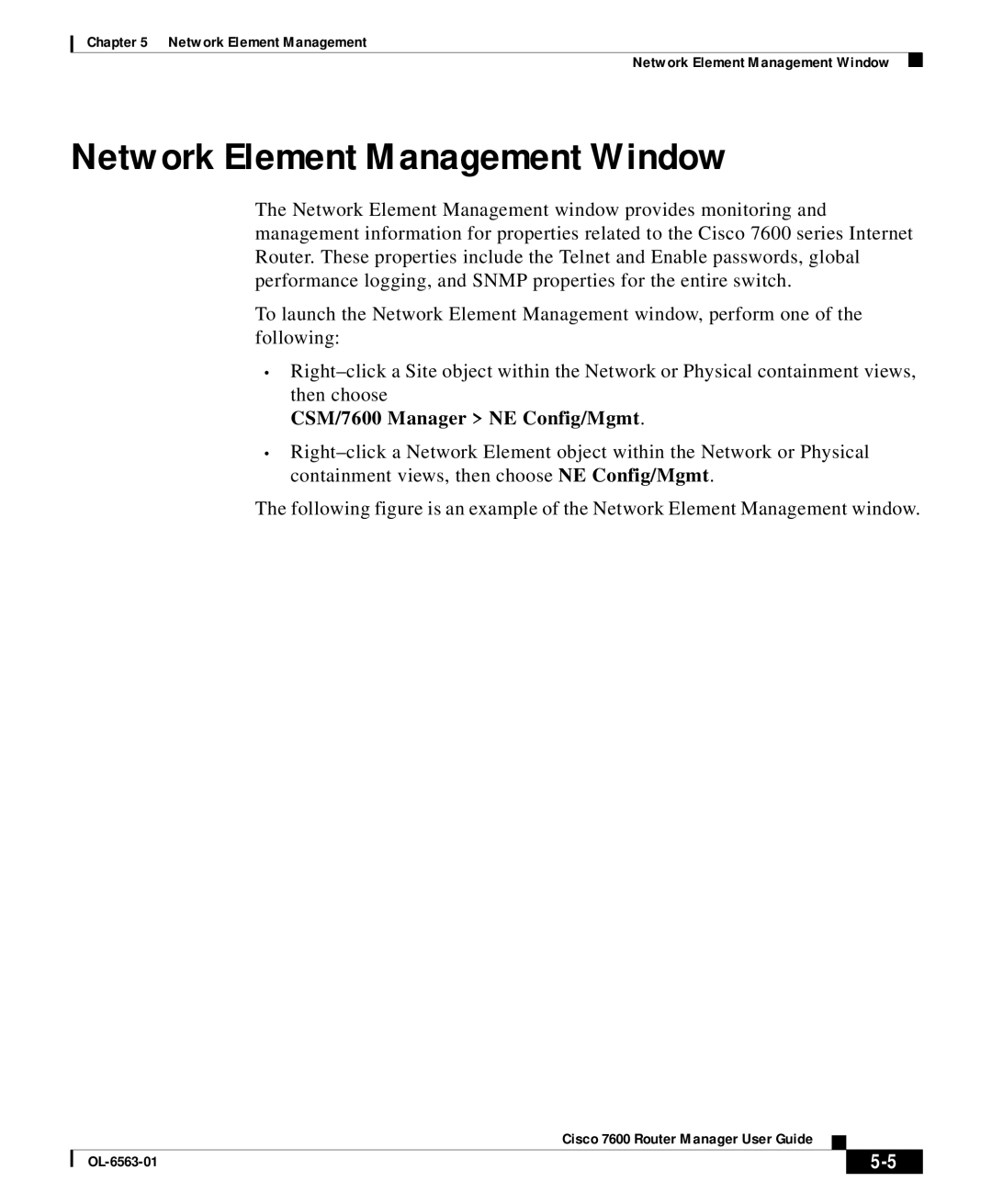 Cisco Systems OL-6563-01 manual Network Element Management Window 