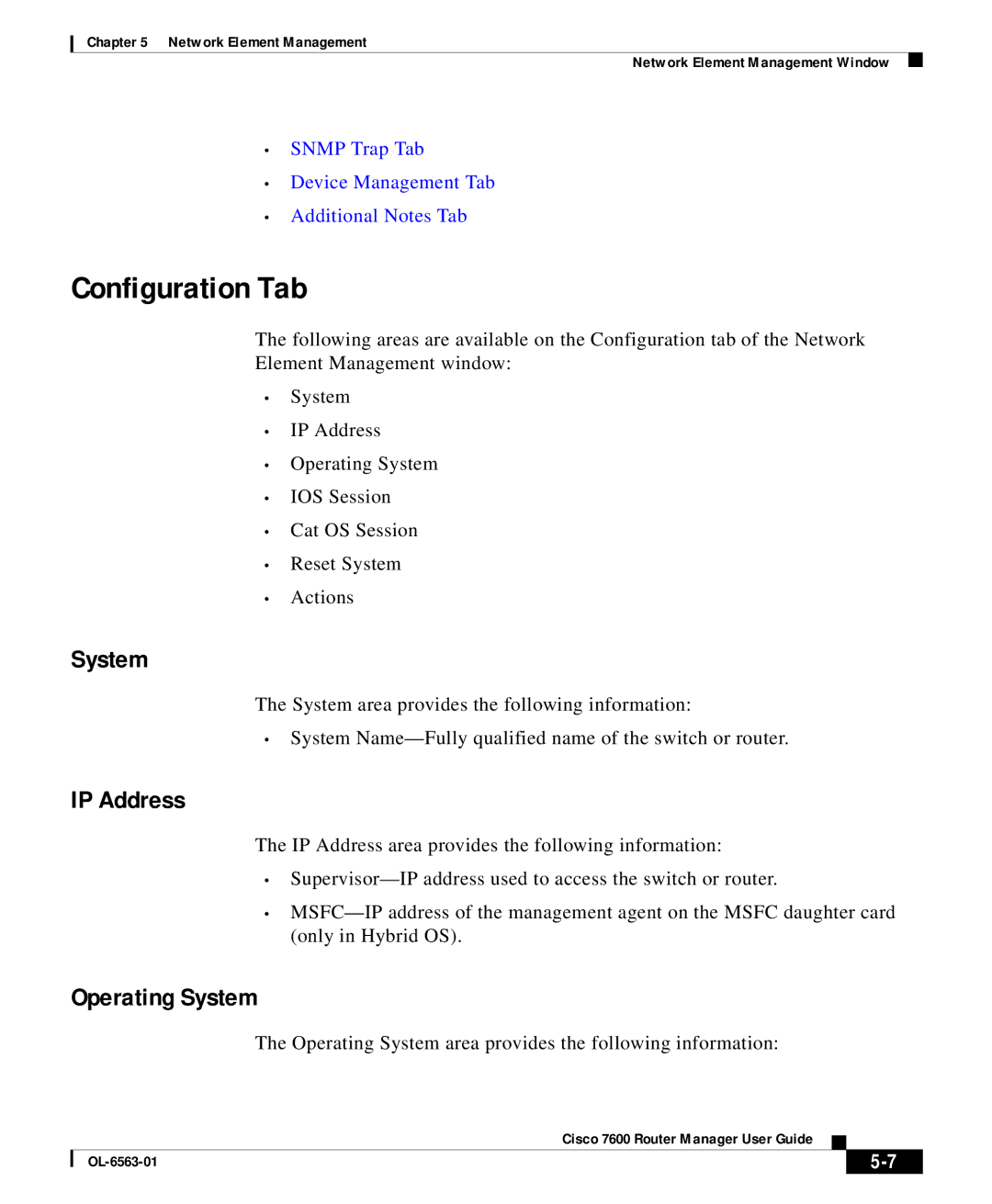 Cisco Systems OL-6563-01 manual Configuration Tab, IP Address, Operating System 