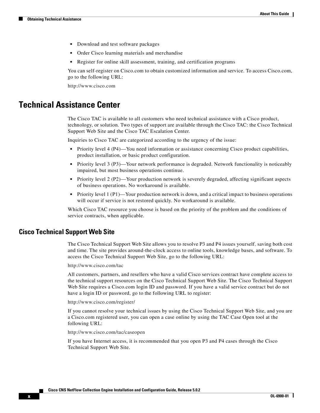 Cisco Systems OL-6900-01 manual Technical Assistance Center, Cisco Technical Support Web Site 