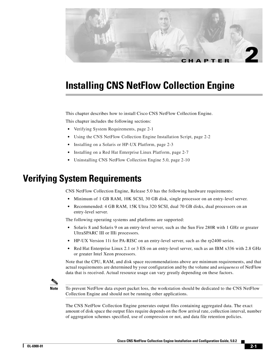 Cisco Systems OL-6900-01 manual Installing CNS NetFlow Collection Engine, Verifying System Requirements 