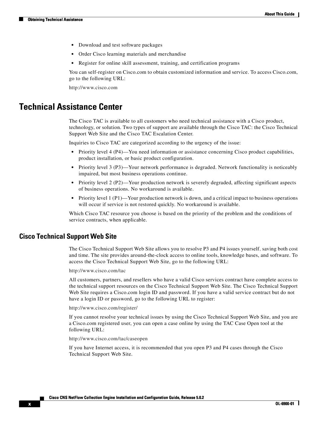 Cisco Systems OL-6900-01 manual Technical Assistance Center, Cisco Technical Support Web Site 