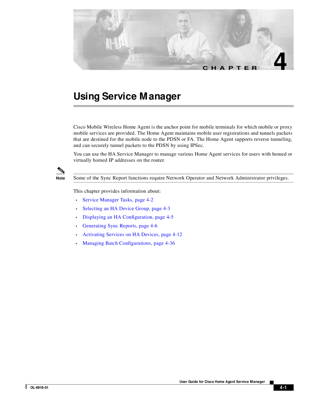 Cisco Systems OL-6918-01 manual Using Service Manager 