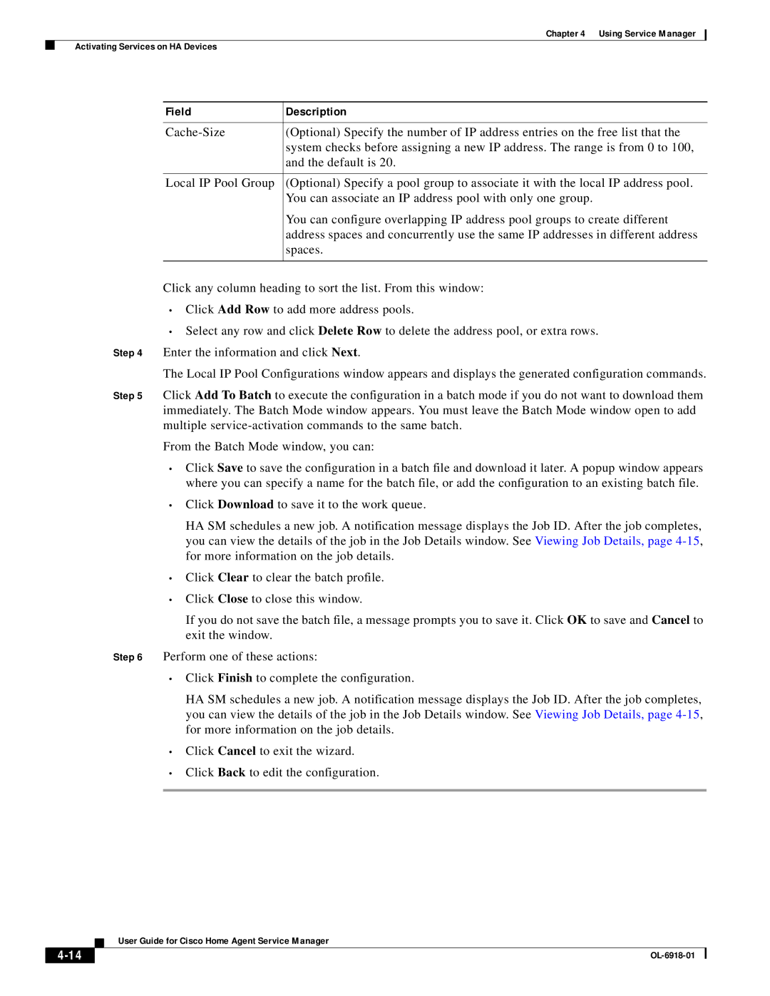 Cisco Systems OL-6918-01 manual Field Description 