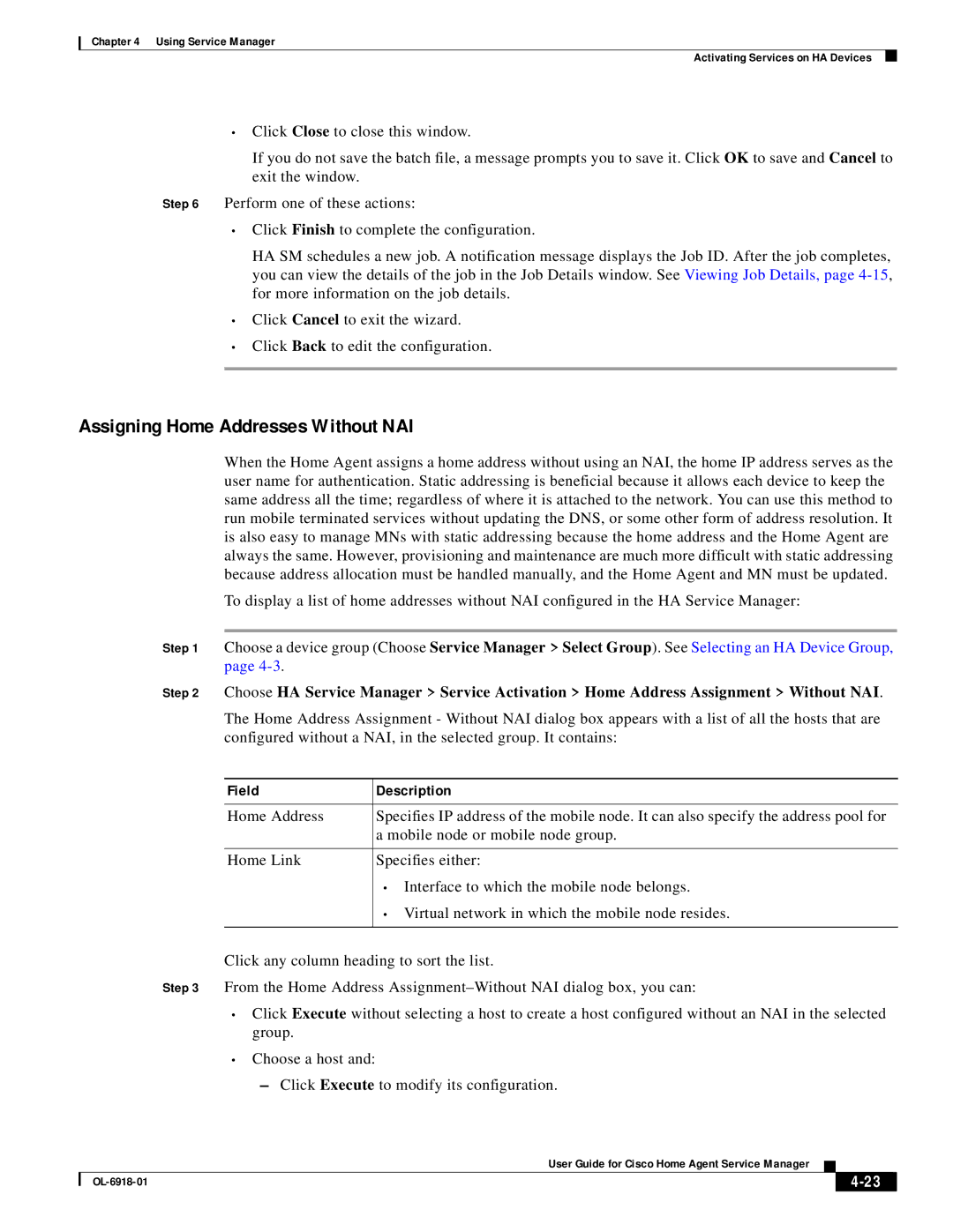 Cisco Systems OL-6918-01 manual Assigning Home Addresses Without NAI 