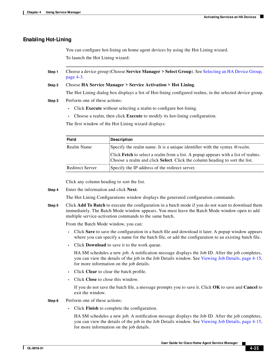 Cisco Systems OL-6918-01 manual Enabling Hot-Lining 