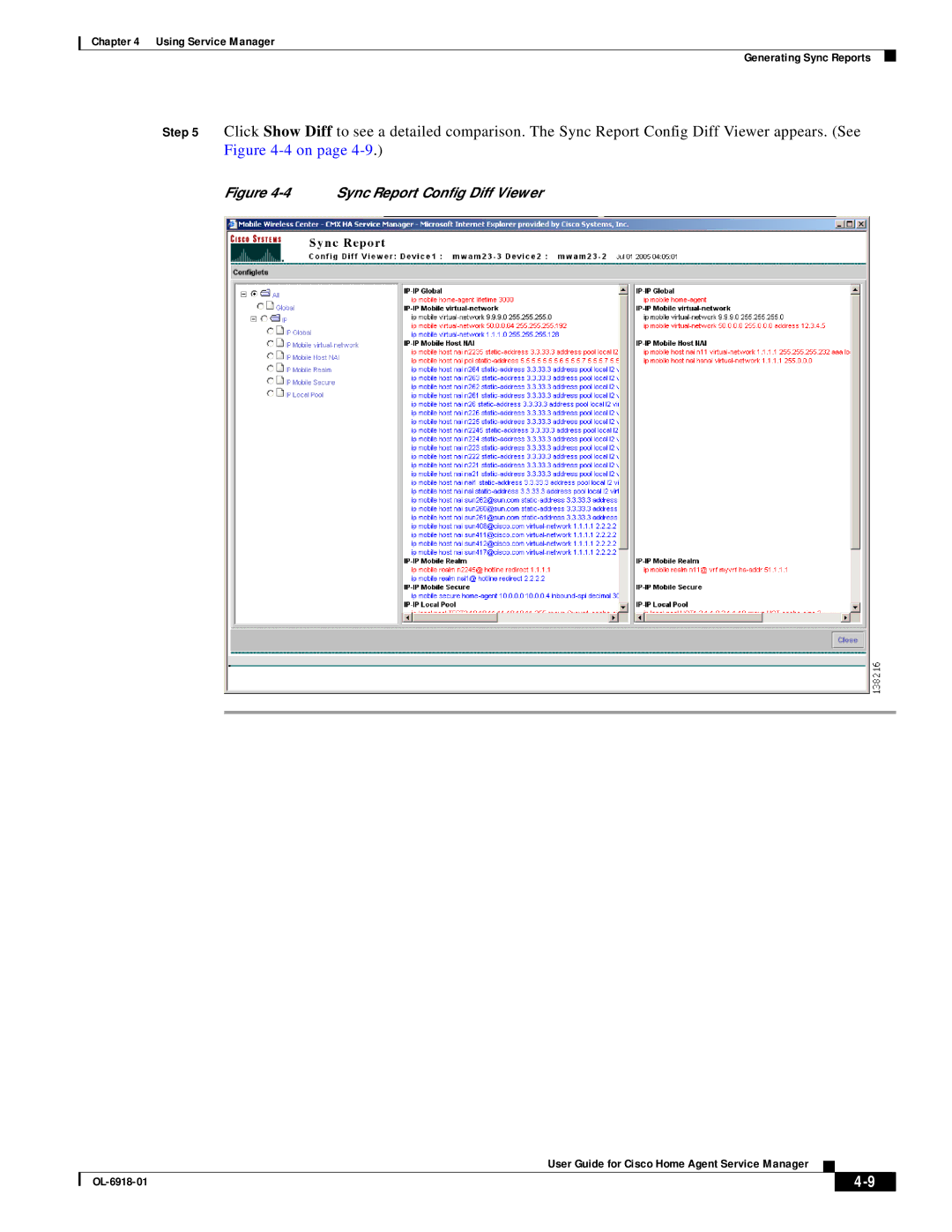 Cisco Systems OL-6918-01 manual Sync Report Conﬁg Diff Viewer 