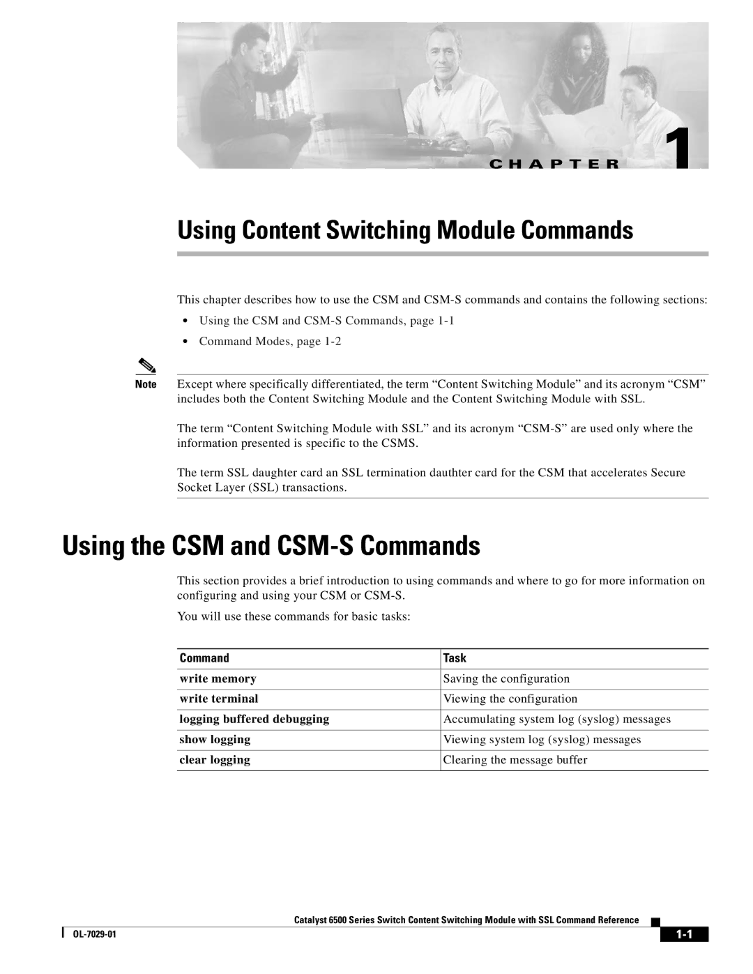 Cisco Systems OL-7029-01 manual Using Content Switching Module Commands, Command Task 