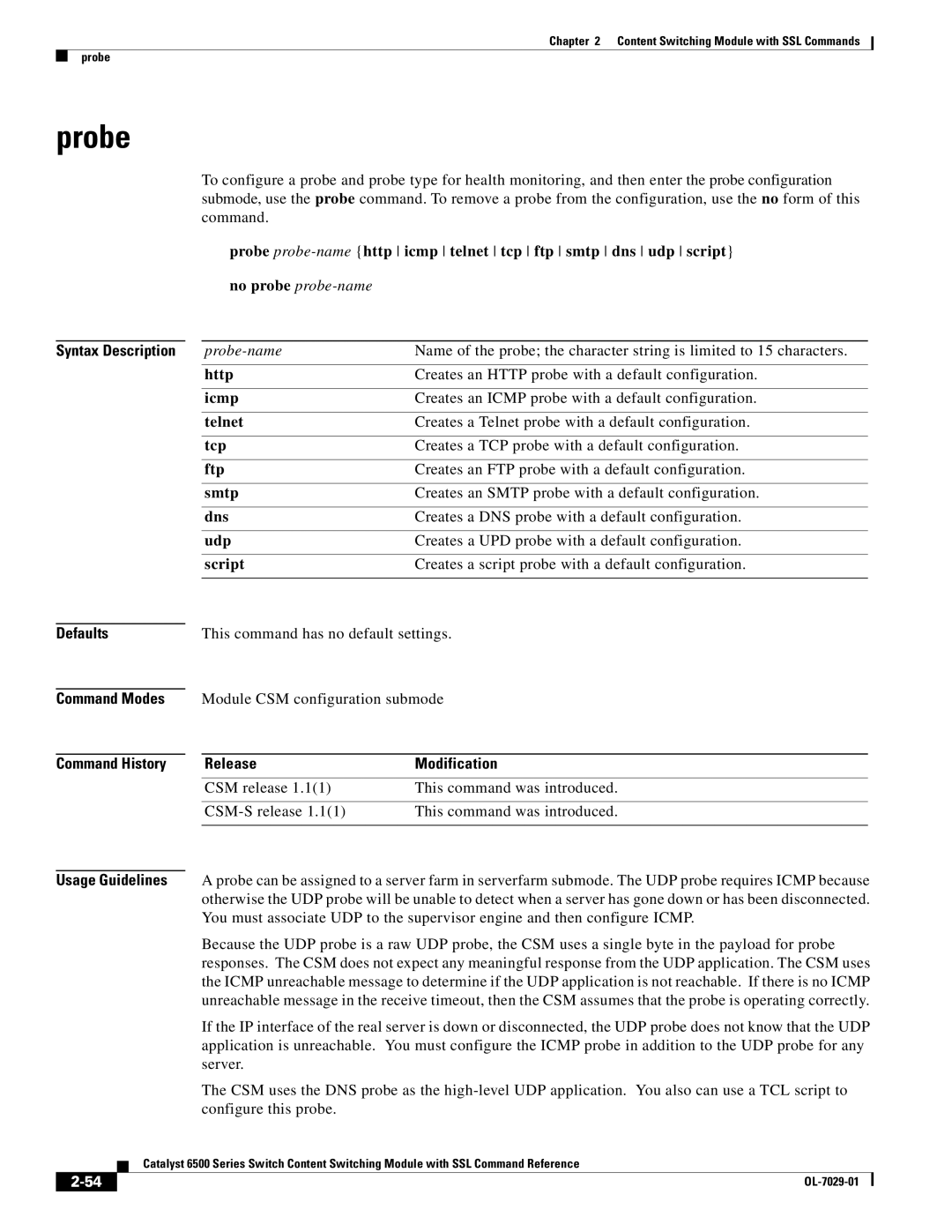 Cisco Systems OL-7029-01 manual Probe 