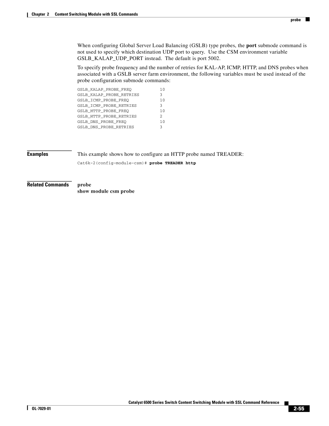 Cisco Systems OL-7029-01 manual Probe, Show module csm probe 