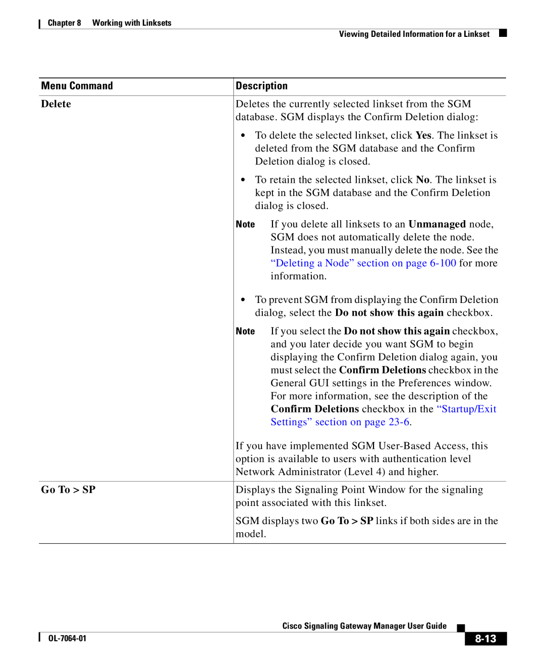 Cisco Systems OL-7064-01 manual Deleting a Node section on page 6-100for more 