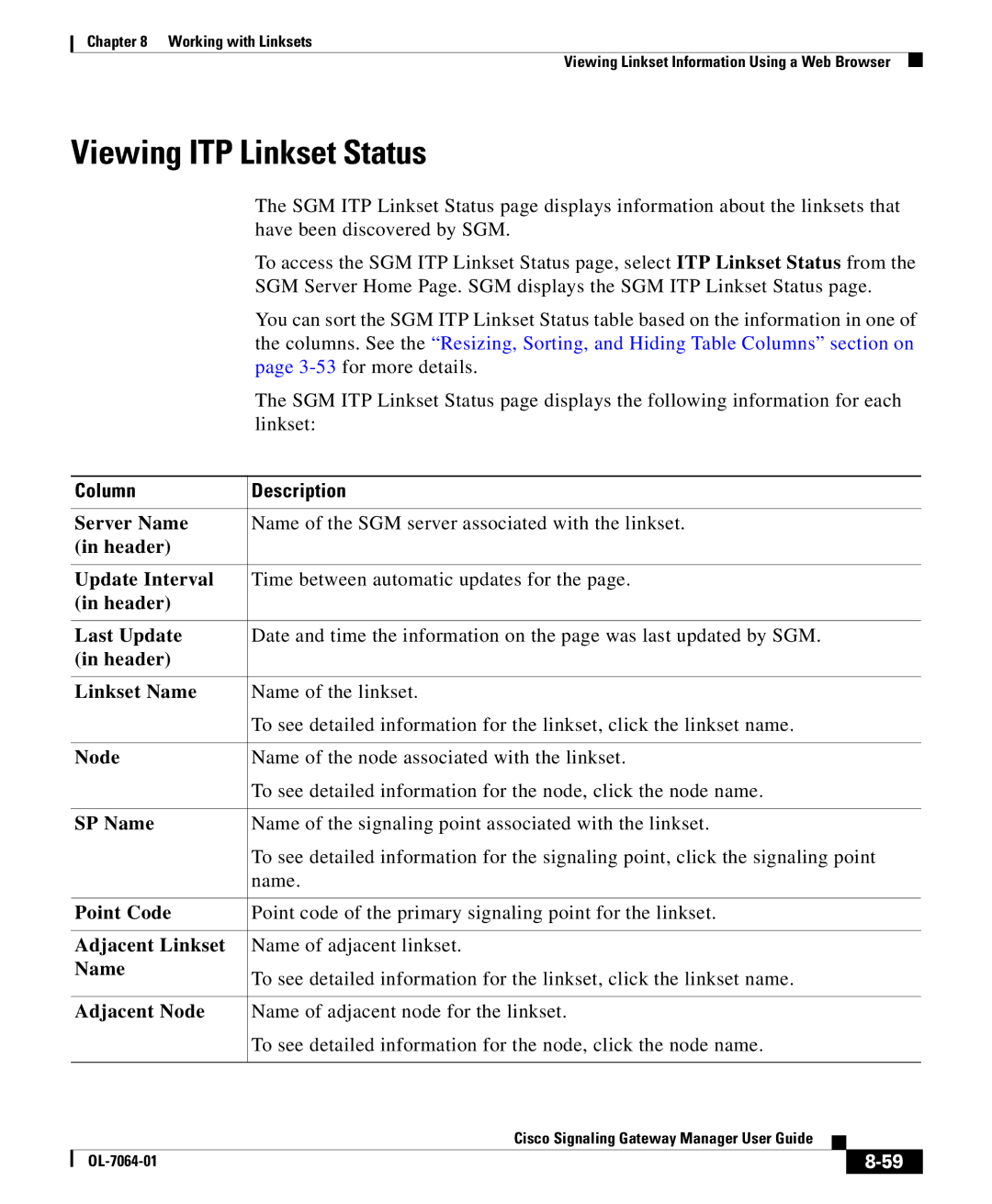 Cisco Systems OL-7064-01 manual Viewing ITP Linkset Status 