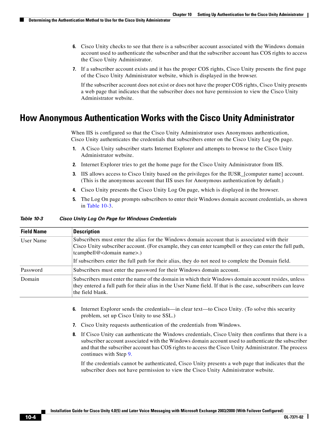 Cisco Systems OL-7371-02 manual Field Name Description, 10-4 