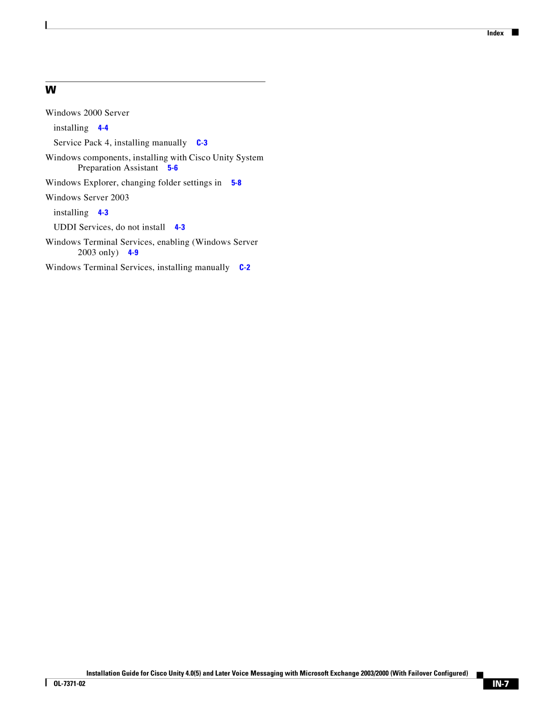 Cisco Systems OL-7371-02 manual IN-7 