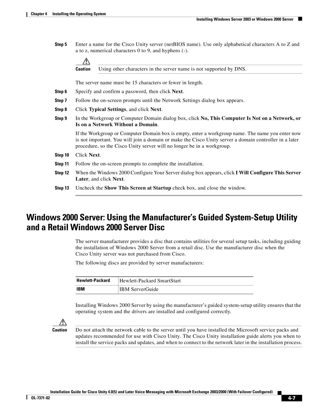 Cisco Systems OL-7371-02 manual Hewlett-Packard SmartStart 