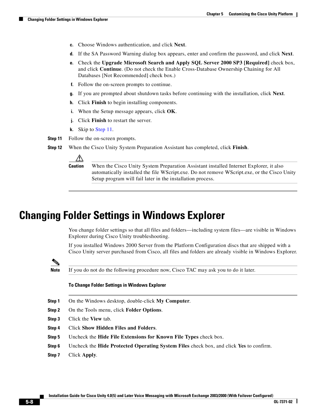 Cisco Systems OL-7371-02 manual Changing Folder Settings in Windows Explorer, To Change Folder Settings in Windows Explorer 