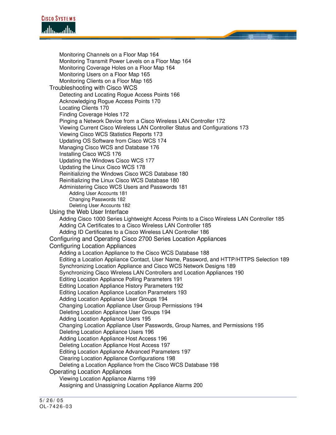 Cisco Systems OL-7426-03 quick start Troubleshooting with Cisco WCS 