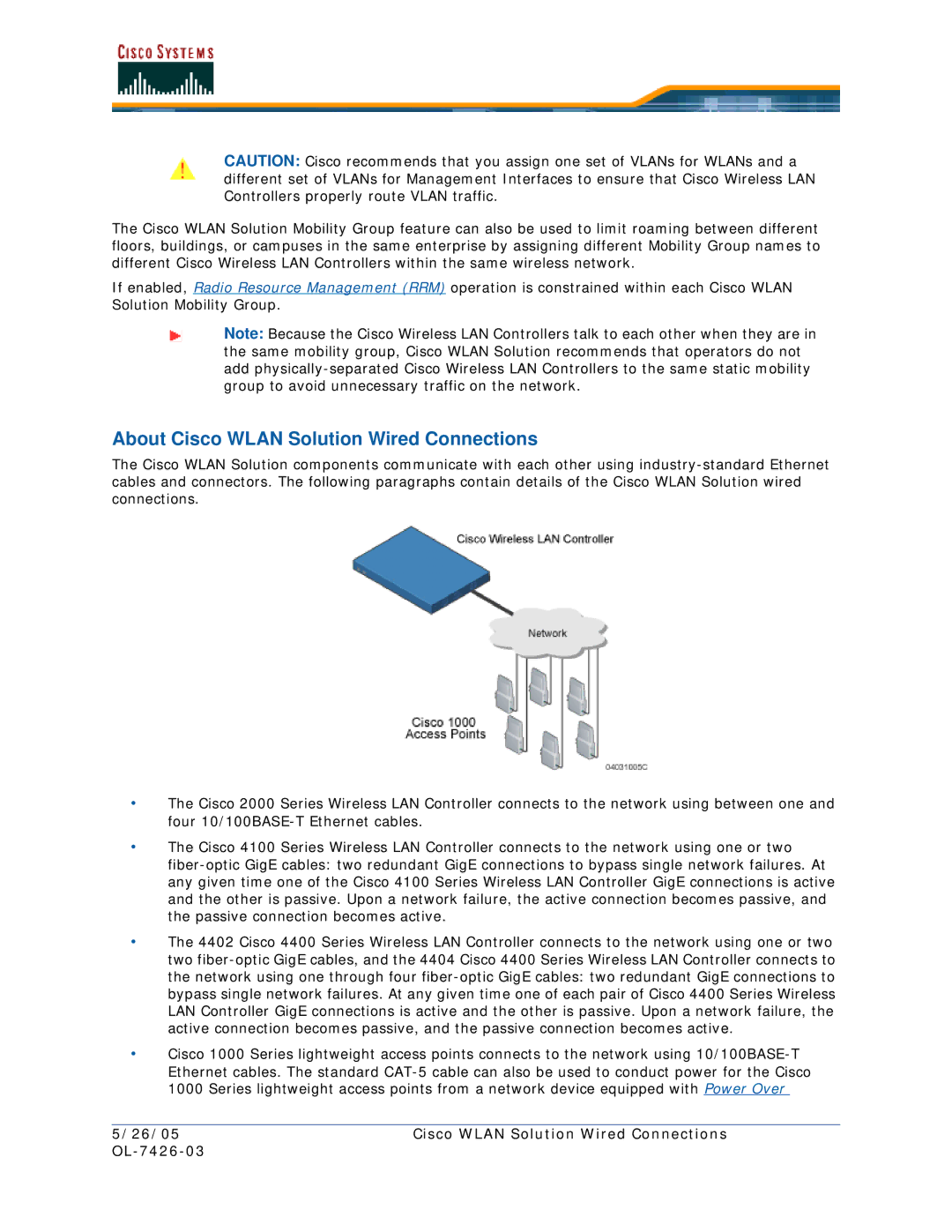 Cisco Systems OL-7426-03 quick start About Cisco Wlan Solution Wired Connections 