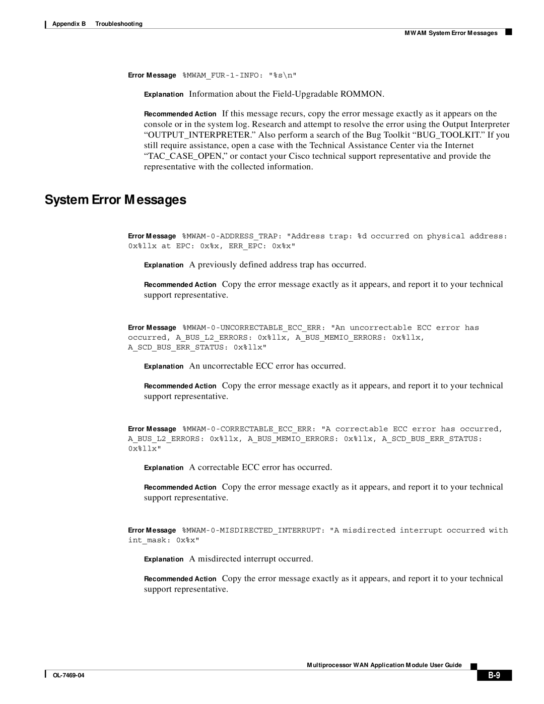 Cisco Systems OL-7469-04 appendix System Error Messages 