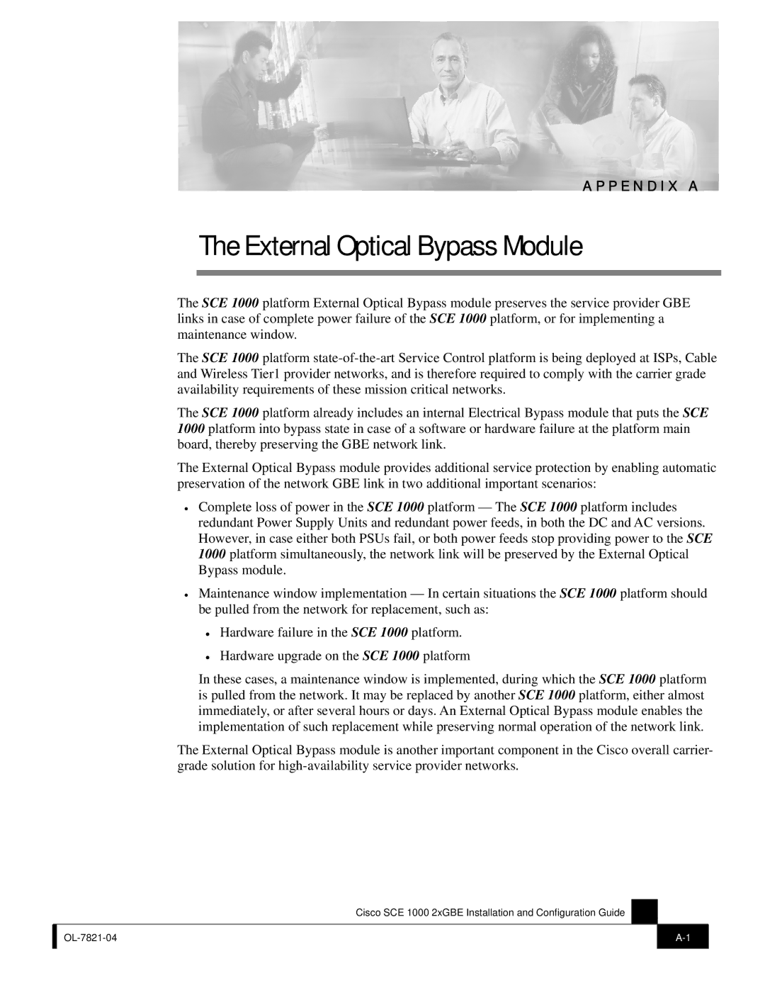 Cisco Systems SCE 1000 2xGBE, OL-7821-04 manual External Optical Bypass Module 