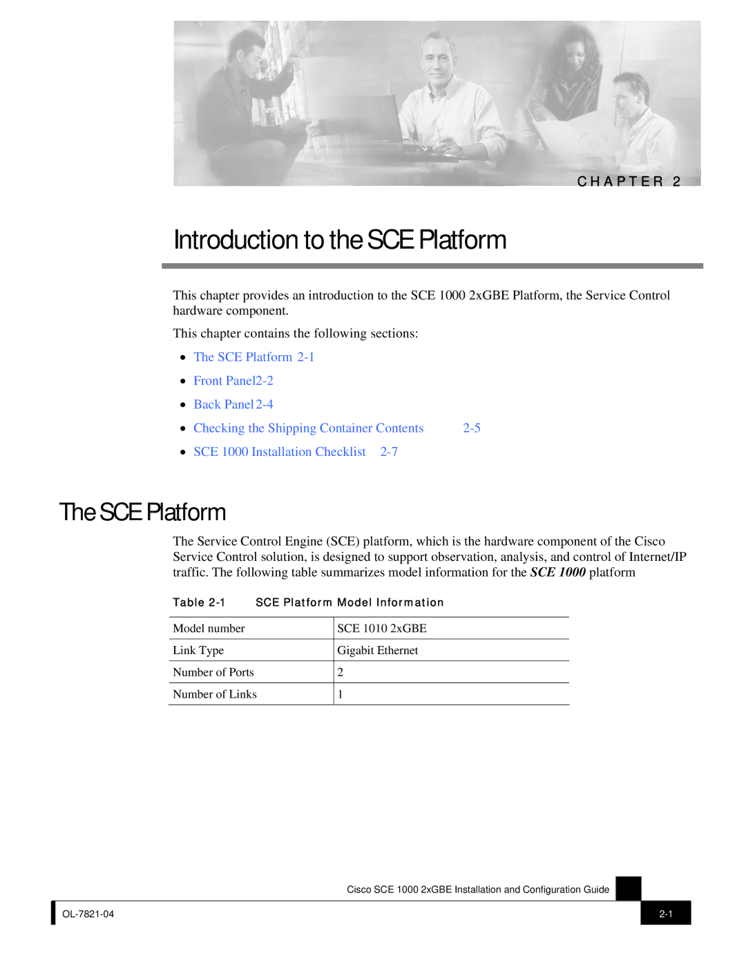 Cisco Systems SCE 1000 2xGBE, OL-7821-04 manual Introduction to the SCE Platform 