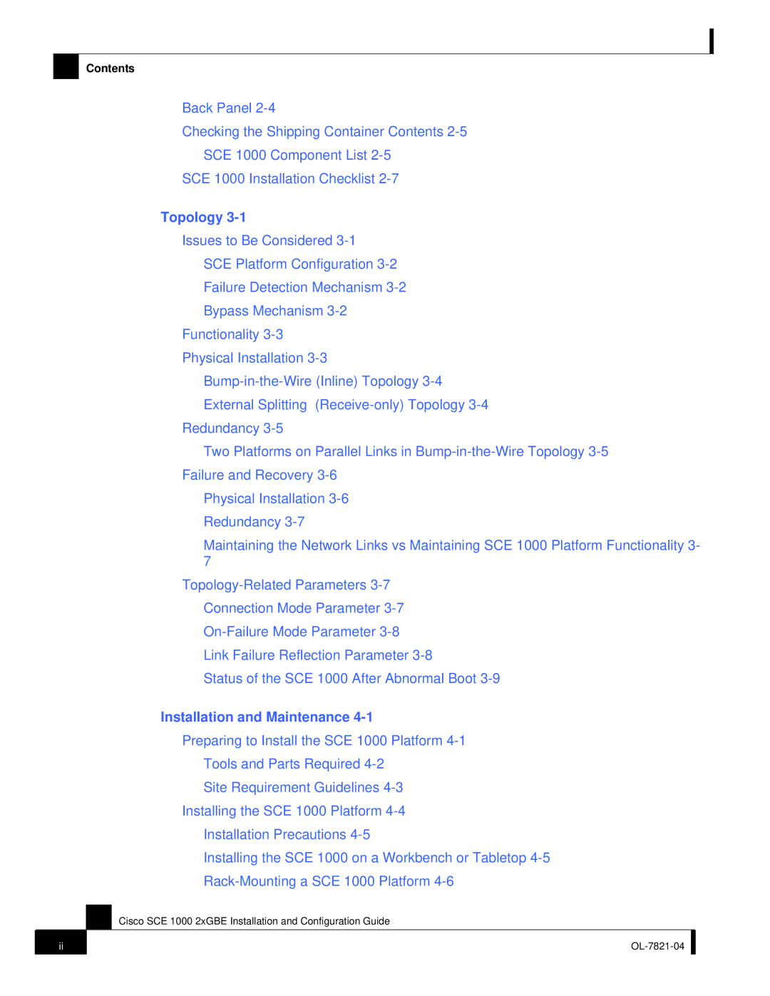 Cisco Systems OL-7821-04, SCE 1000 2xGBE manual Topology 