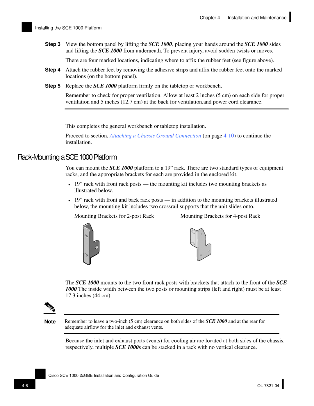 Cisco Systems OL-7821-04, SCE 1000 2xGBE manual Rack-Mounting a SCE 1000 Platform 