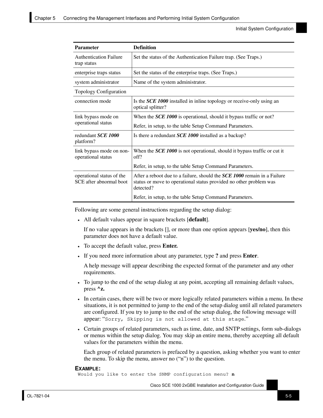 Cisco Systems SCE 1000 2xGBE, OL-7821-04 manual Appear Sorry, Skipping is not allowed at this stage 