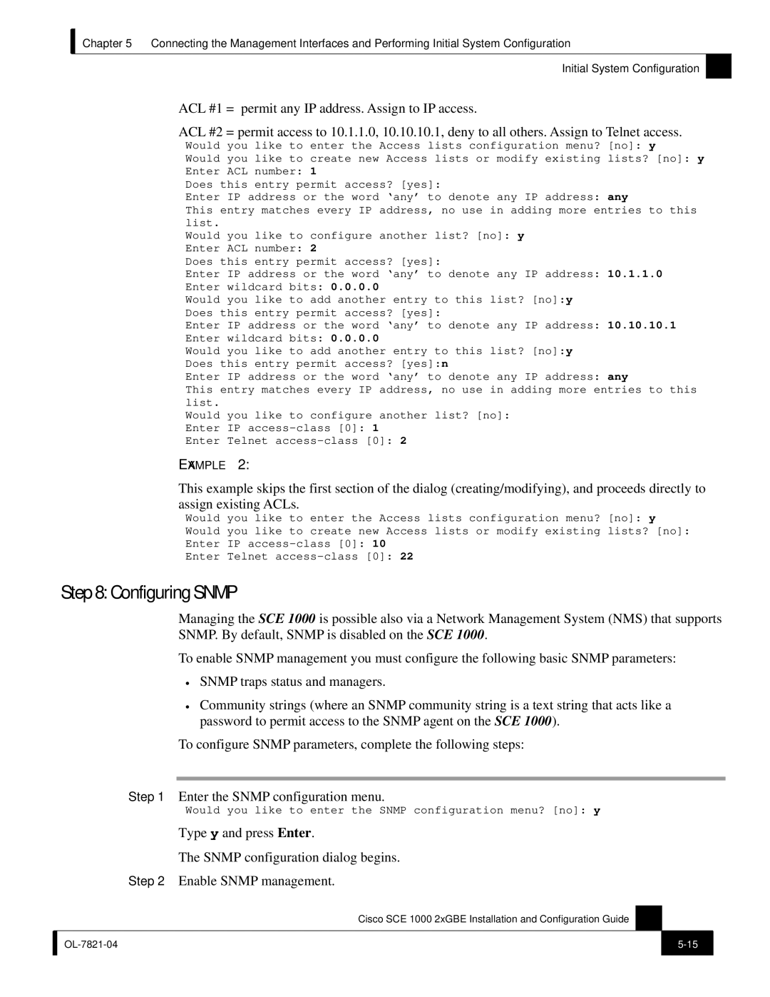 Cisco Systems SCE 1000 2xGBE, OL-7821-04 manual Configuring Snmp 