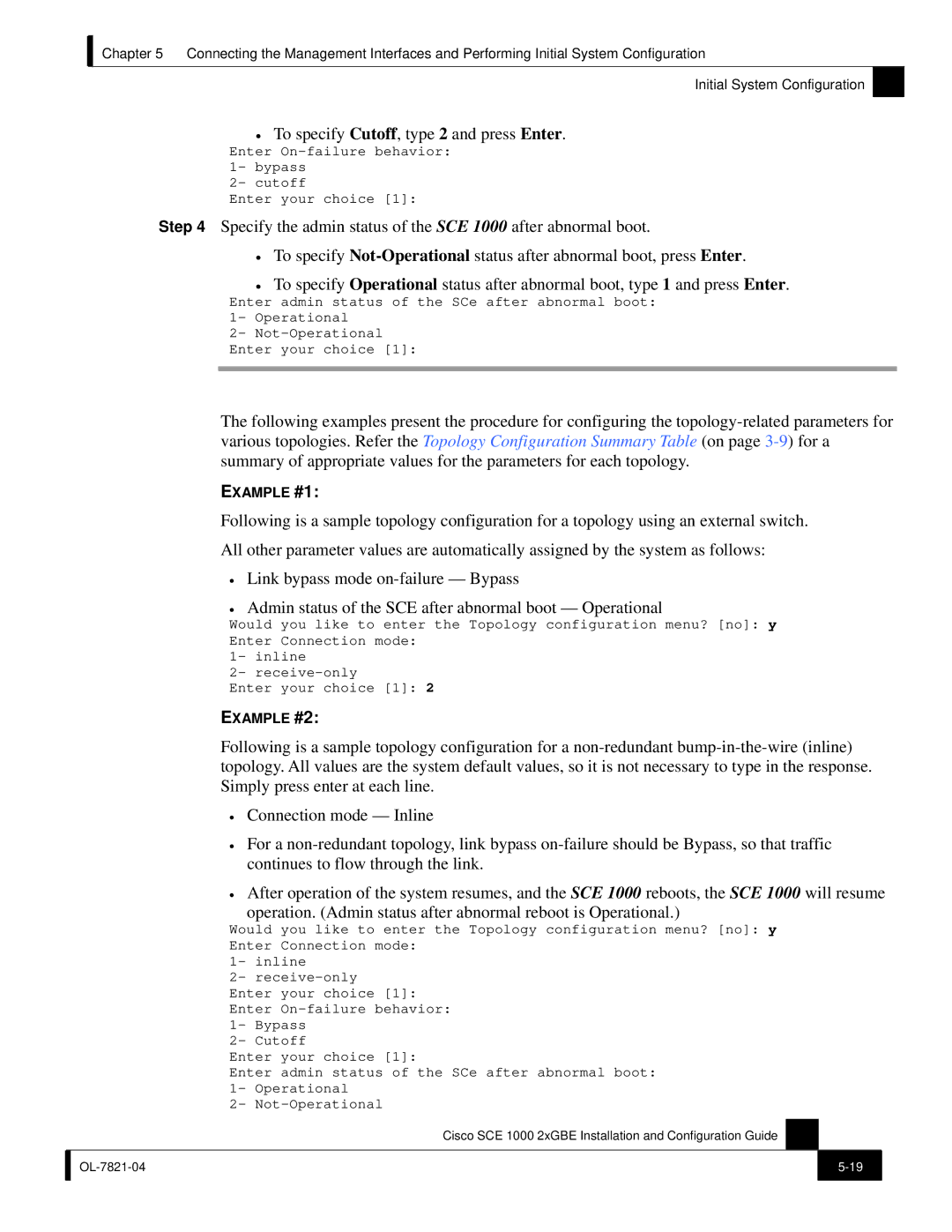 Cisco Systems SCE 1000 2xGBE, OL-7821-04 manual To specify Cutoff, type 2 and press Enter, Not-Operational 