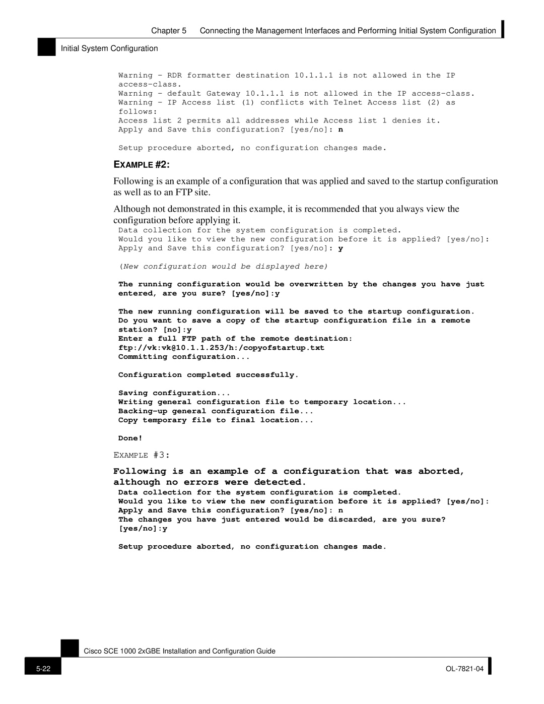 Cisco Systems OL-7821-04, SCE 1000 2xGBE manual New configuration would be displayed here 