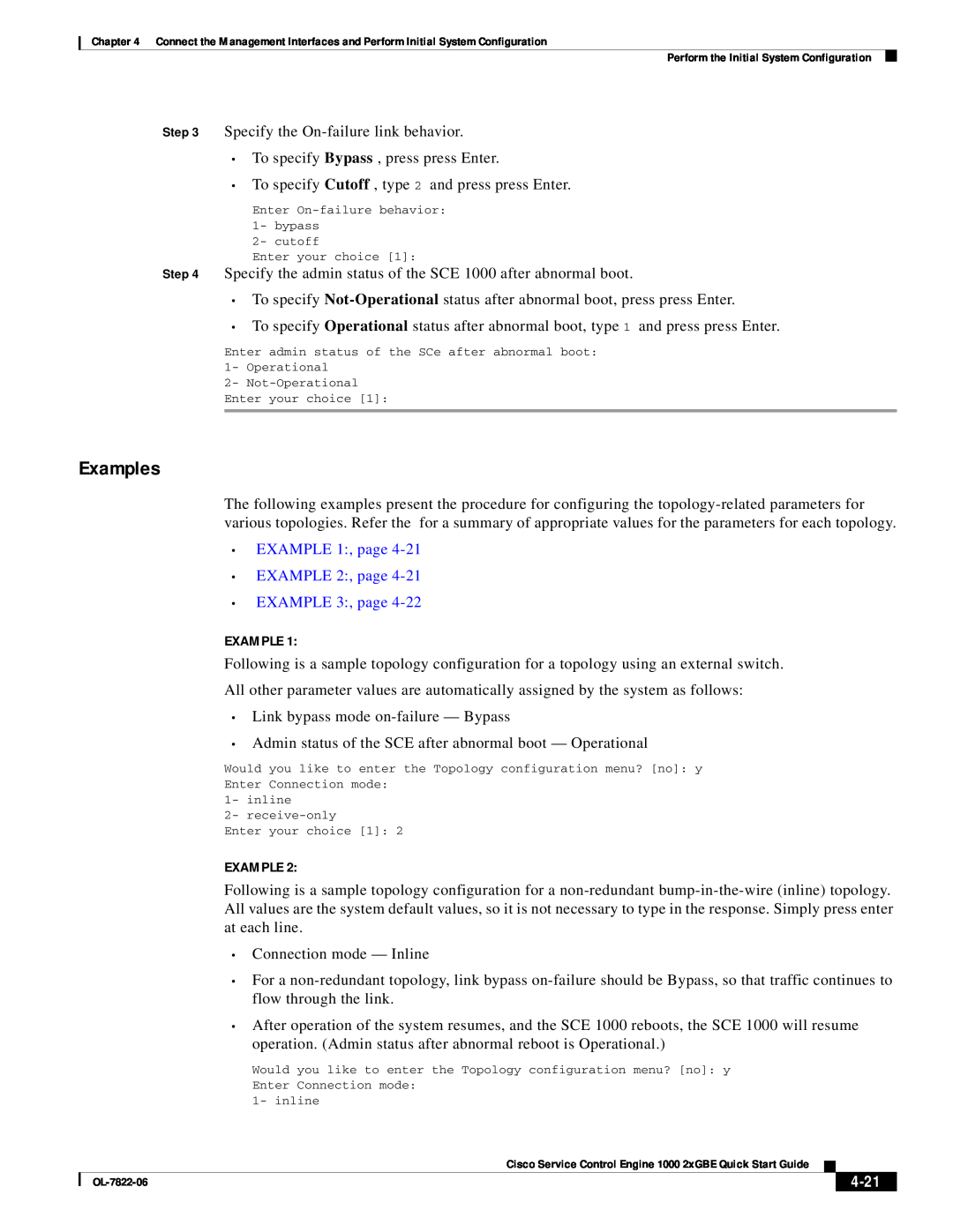 Cisco Systems OL-7822-06 quick start EXAMPLE 1, page EXAMPLE 2, page EXAMPLE 3, page, 4-21, Examples 