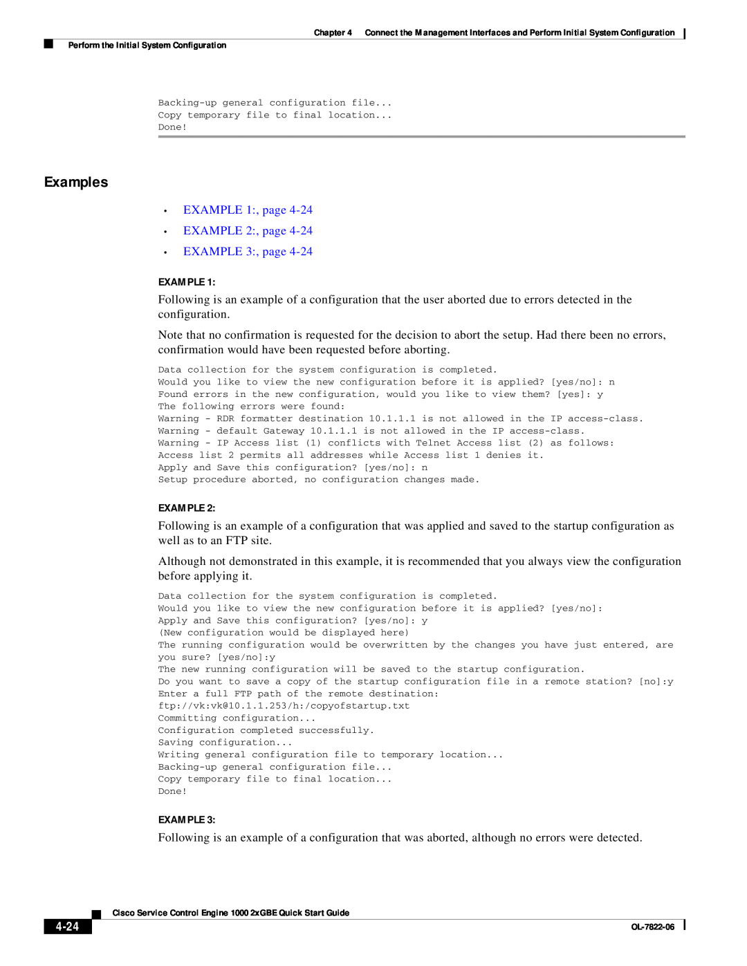 Cisco Systems OL-7822-06 quick start 4-24, Examples, EXAMPLE 1, page EXAMPLE 2, page EXAMPLE 3, page 