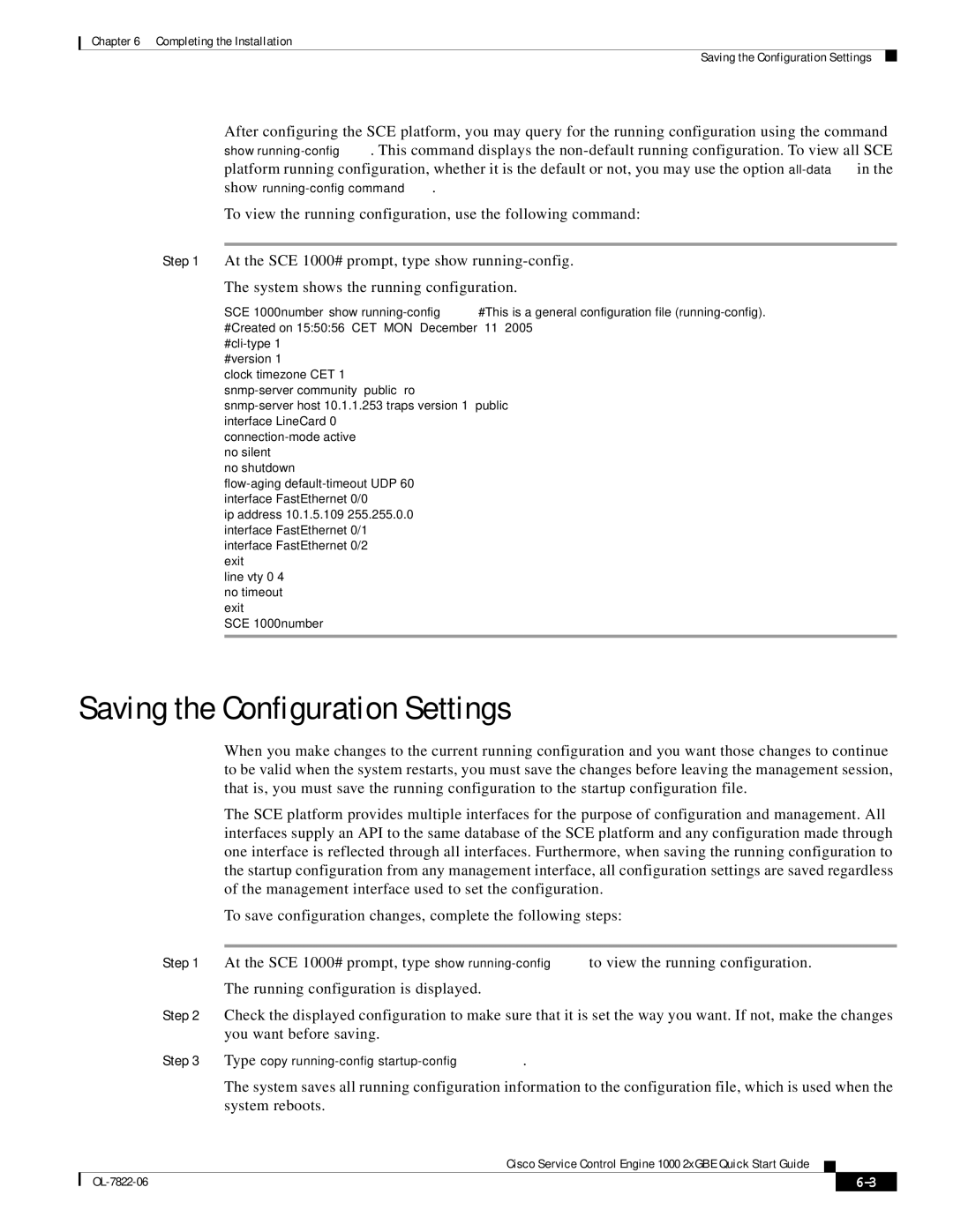 Cisco Systems OL-7822-06 quick start Saving the Configuration Settings 