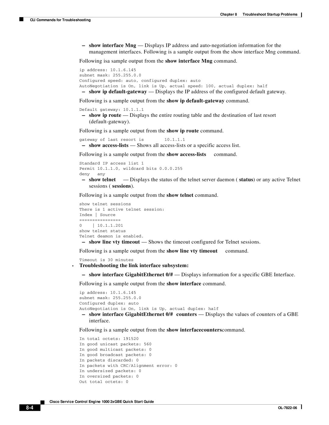 Cisco Systems OL-7822-06 quick start Troubleshooting the link interface subsystem 