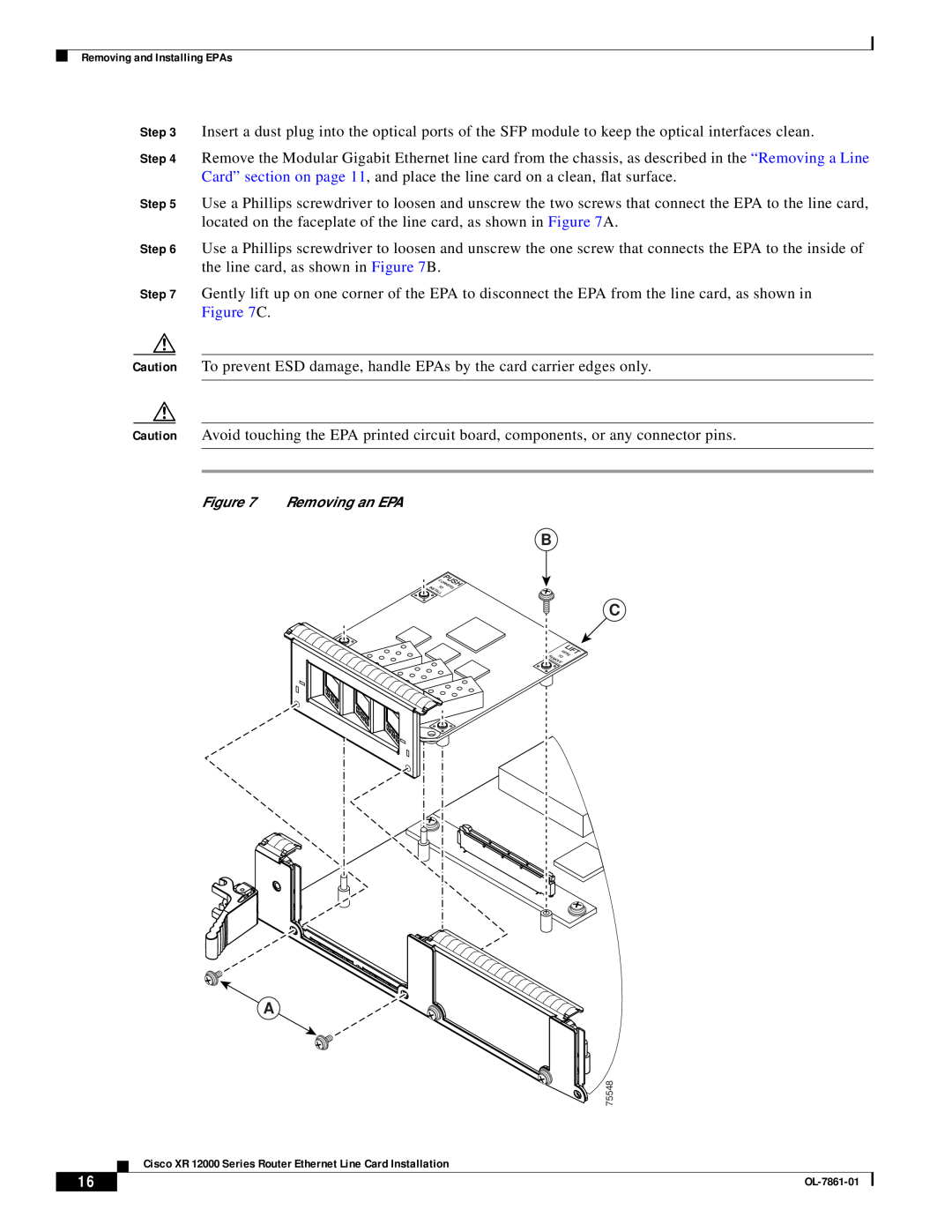 Cisco Systems OL-7861-01 manual Removing an EPA 