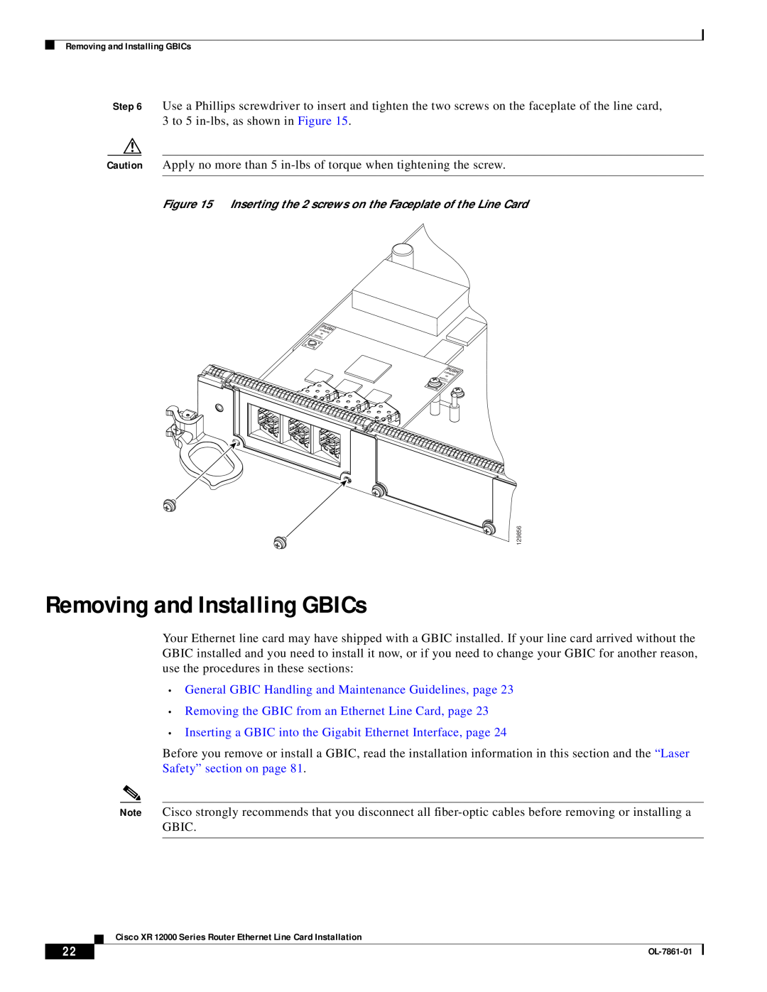 Cisco Systems OL-7861-01 manual Removing and Installing GBICs, General GBIC Handling and Maintenance Guidelines, page 