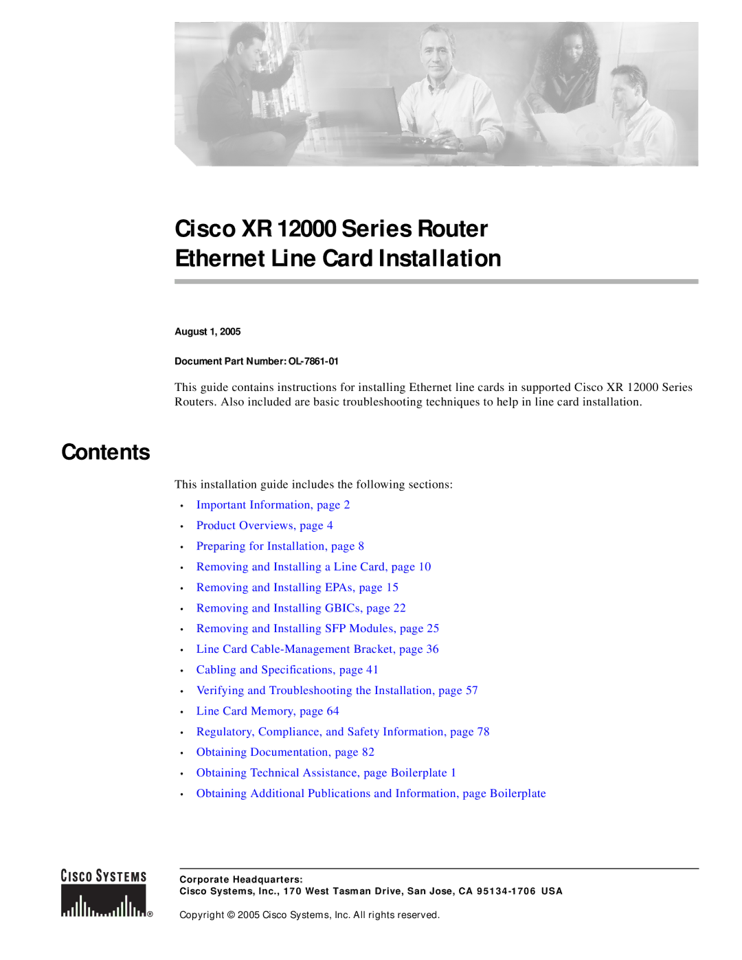 Cisco Systems OL-7861-01 manual Contents 