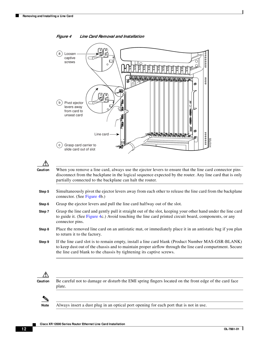 Cisco Systems OL-7861-01 manual Line Card Removal and Installation 