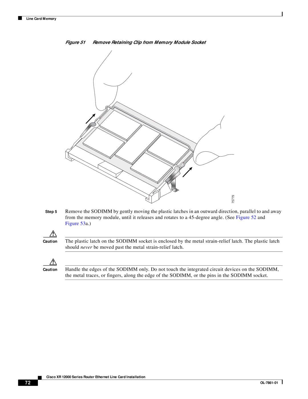 Cisco Systems OL-7861-01 manual Remove Retaining Clip from Memory Module Socket 