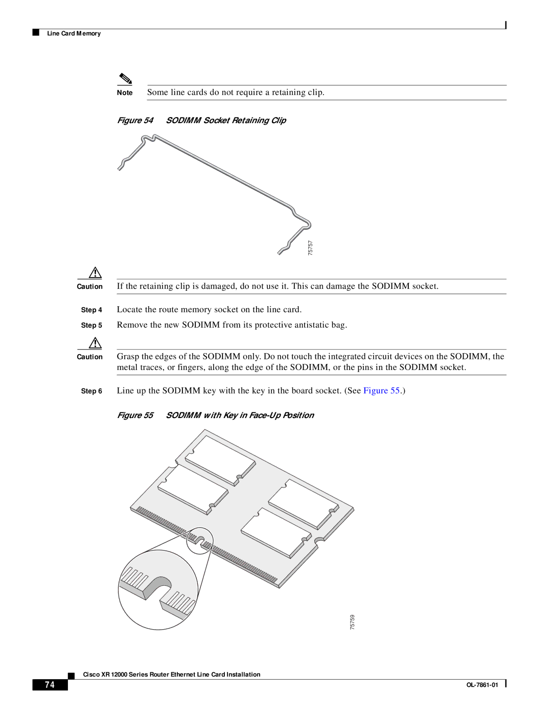 Cisco Systems OL-7861-01 manual Sodimm Socket Retaining Clip 