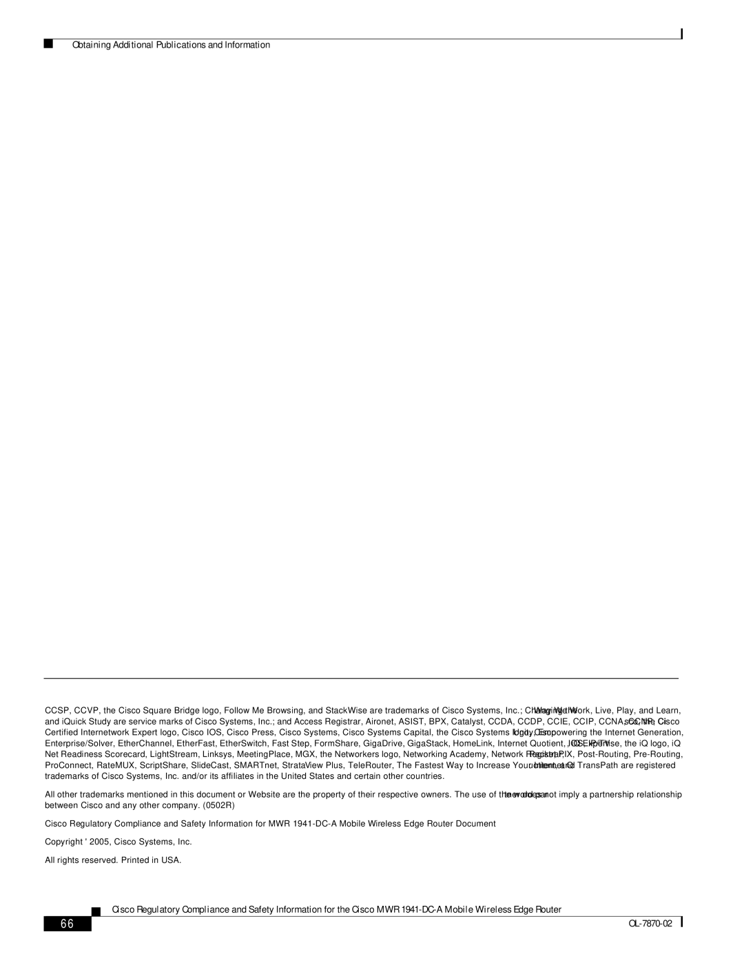 Cisco Systems OL-7870-02 manual Copyright 2005, Cisco Systems, Inc 