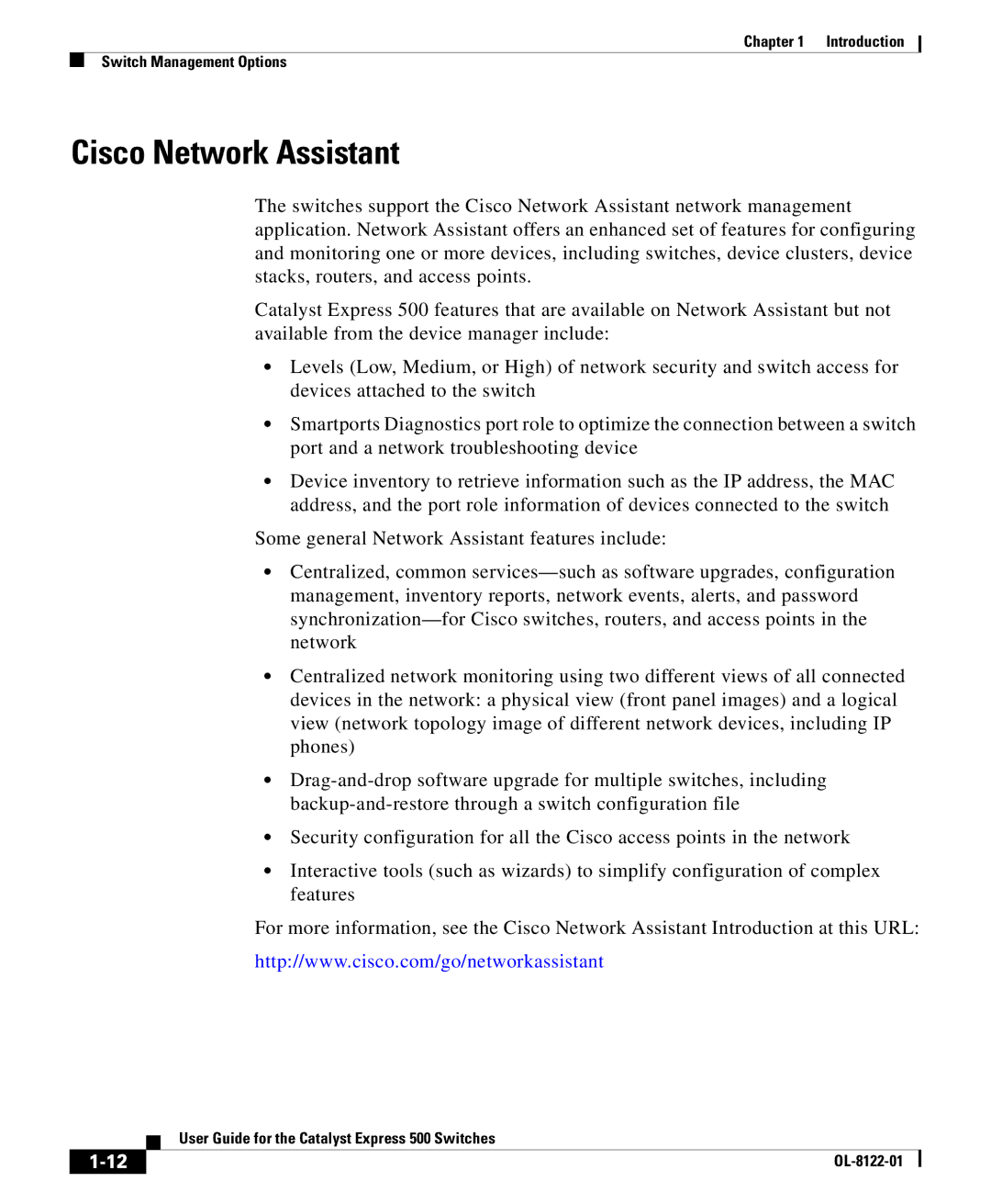 Cisco Systems OL-8122-01 manual Cisco Network Assistant 