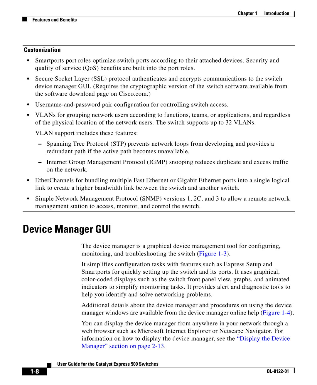 Cisco Systems OL-8122-01 manual Device Manager GUI, Customization 