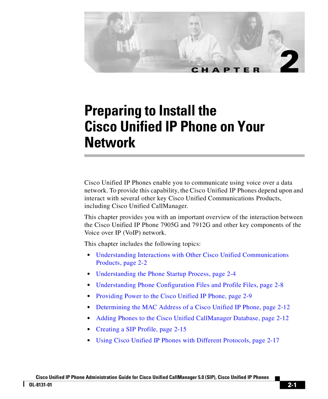 Cisco Systems OL-8131-01 manual Preparing to Install Cisco Unified IP Phone on Your Network 