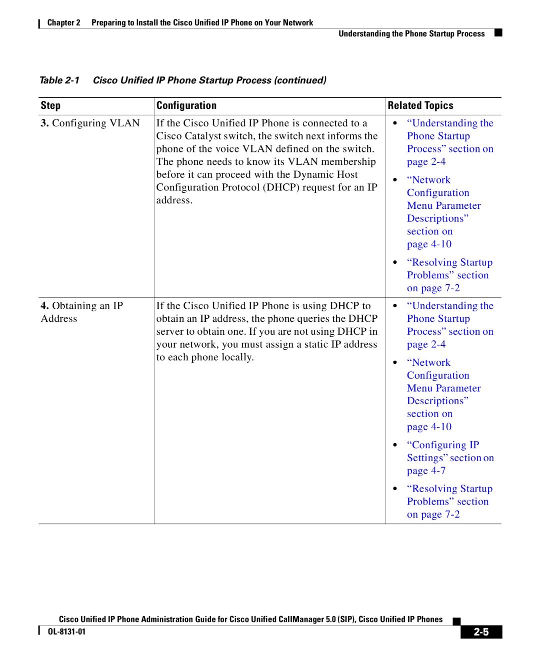 Cisco Systems OL-8131-01 manual Step Configuration Related Topics 