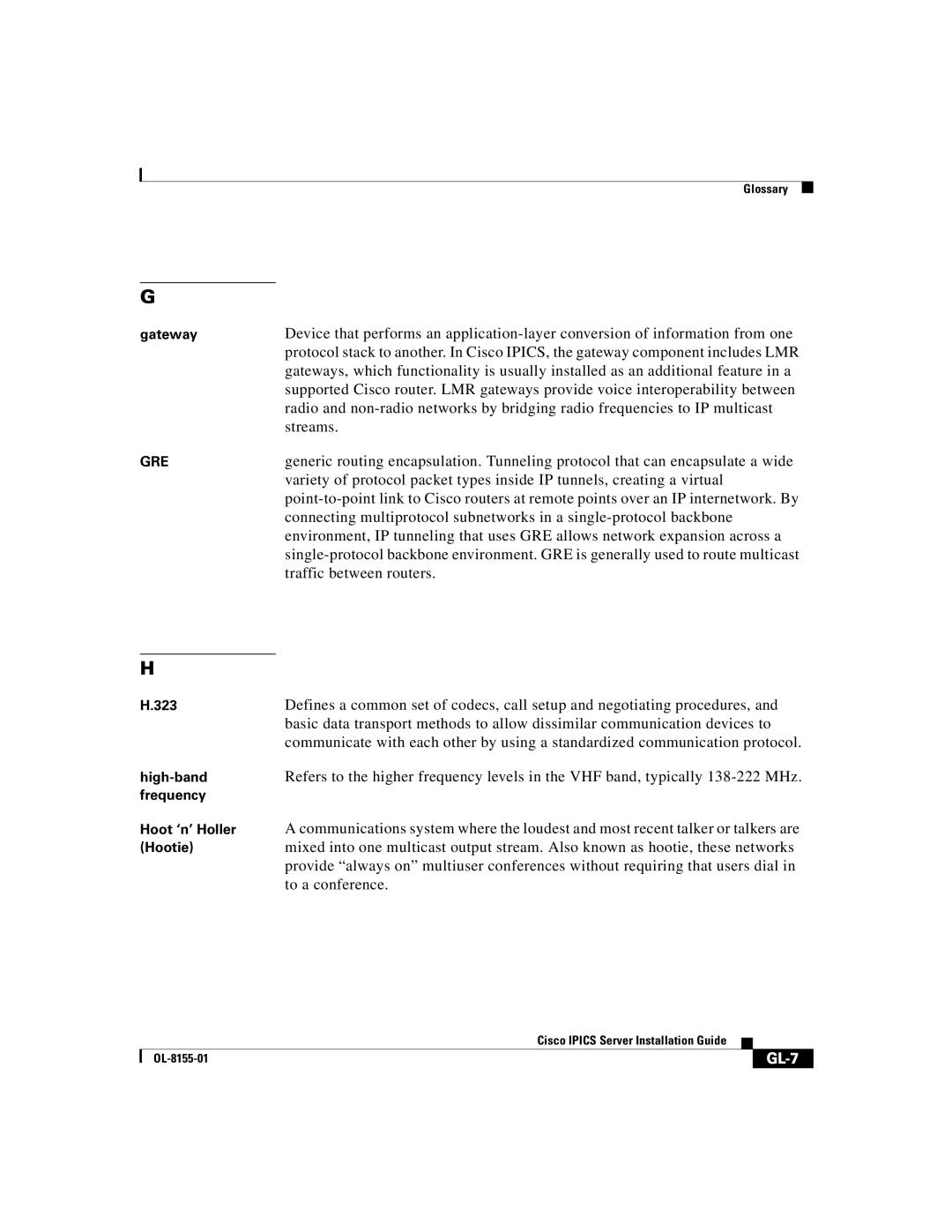 Cisco Systems OL-8155-01 manual GL-7 