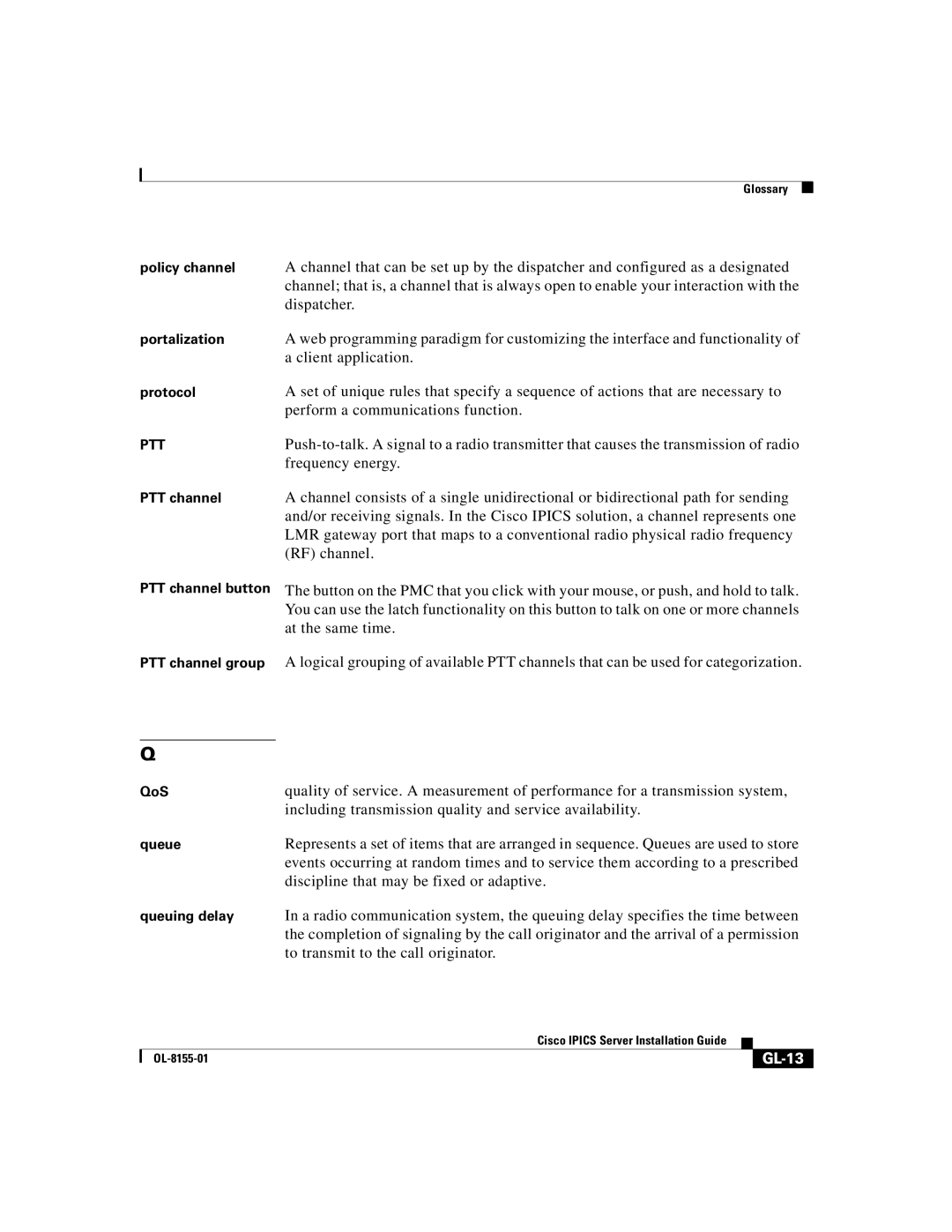 Cisco Systems OL-8155-01 manual GL-13 